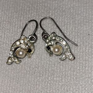 Dolphin Earrings with Beautiful Pearl Accents